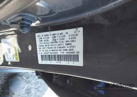 2014 Honda Accord Ex из США, поврежденный, VIN 1HGCR2F75EA188844